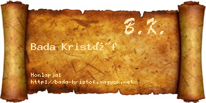 Bada Kristóf névjegykártya